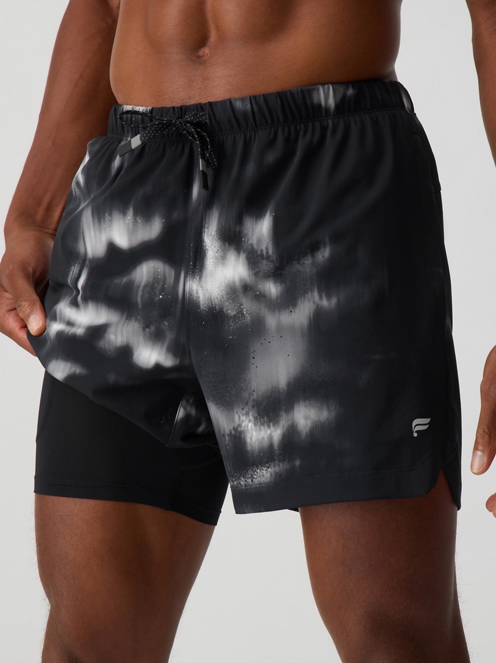 Fabletics Black and White Tie-Dye Men's Athletic Shorts